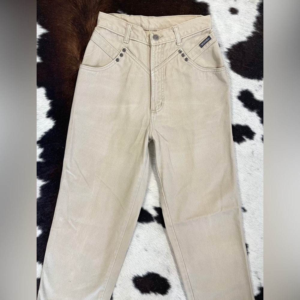 Vintage Rockies Bare back highwaisted jeans, size 11/12 (38), tan,100%Cotton